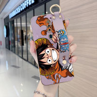 เคสใส่โทรศัพท์สำหรับ OPPO F11 F11โปร F5 F5บวก F5 F7เยาวชน F7 F9โปรการ์ตูน Lufei หัวเราะเคสโทรศัพท์สายรัดข้อมือ Electroplated หรูหราเคสป้องกันนุ่ม