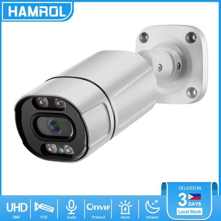 Hamrol 8MP 4K H.265 IP Camera POE Outdoor Waterproof Color Night Vision ...