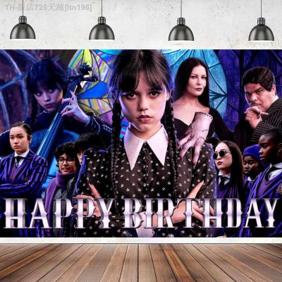 【CW】﹍✼№  The Movie Addams Birthday Supplies Disposable Tablecloth Cup Backdrop Kids Baby Shower Favor