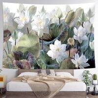 ✶ Home Decor Summer Style Wall Tapestry Lotus Print Polyester Tapestry for Living Room Bedroom Aestheticism Background Women Gift