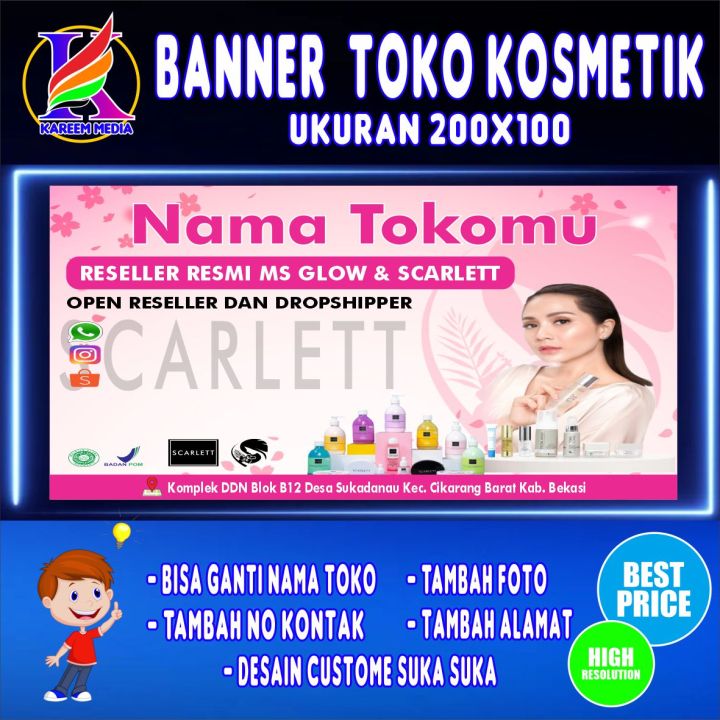 Spanduk Banner Toko Kosmetik Wardah Scarlett Skincare / Banner Skincare ...