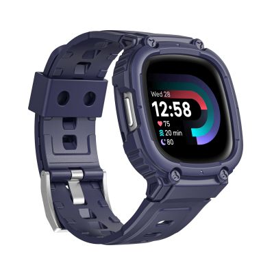 Fitbit Versa 4 / 3 / Sense 2 / Sense 1ชุดเกราะสายนาฬิกาข้อมือ TPU (สีน้ำเงินเที่ยงคืน) (ขายเอง)