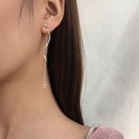 [COD] version of S-shaped wavy tassels hanging long earrings for women with diamonds one style and two wearing Yingers the same