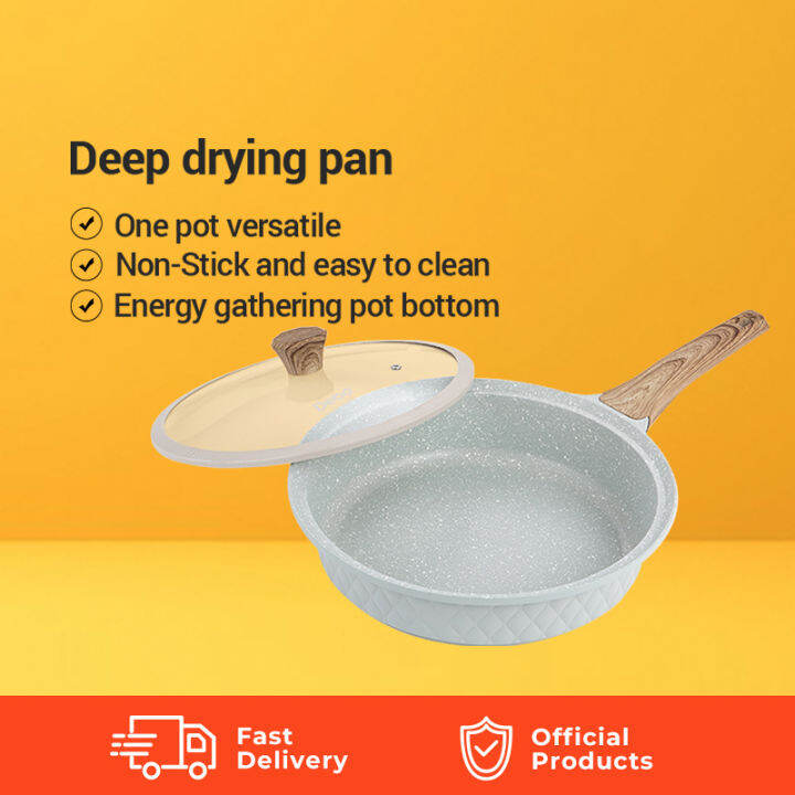 28 CM Non Stick Pan with Lid Aluminum Cookware Lightweight for