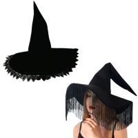 ผู้หญิง Witchcap ตัวช่วยสร้างหมวกเทศกาลเครื่องแต่งกายไนท์คลับหมวกฮาโลวีนผ้าโพกศีรษะ