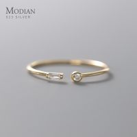 {Zhongxi Ornamors} Modian แหวนทอง14K ปรับแหวนนิ้วมือ CZ ได้บาง925เงินสเตอร์ลิงแท้ของขวัญเครื่องประดับงานแต่งงานผู้หญิง