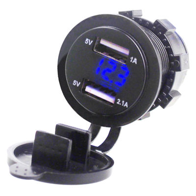 EAFC 5V 3.1A Dual USB Socket Car Charger Adapter with LED Digital Voltmeter For Phone Pad Tablet Boat Motorcycle 12-24V