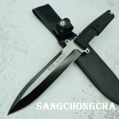 Sangchongcha CL04 Outdoor Hunting Tactical Survival Fixed blade knife Bowie knife มีดโบวี่ มีดโบวี่ทหาร มีดพก มีดเดินป่า 58HRC 7CR13MOV 33ซม. แถมซองหนังอย่างหนา