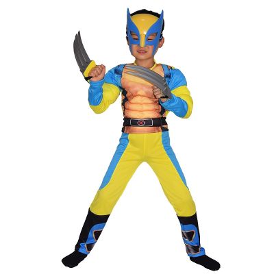 № Halloween Child Wolverine Costume Bodysuit X Men Superhero Logan Cosplay Muscle Jumpsuit Kids Stage Performance Clothing