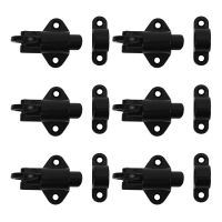 6X Aluminum Alloy Security Automatic Window Gate Lock Spring Bounce Door Bolt Latch  Black Door Hardware Locks Metal film resistance