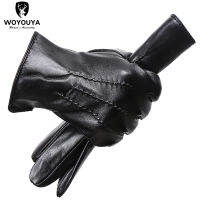 Comfortable Keep warm gloves male winter,Water ripple design sheepskin mens gloves,black mens leather gloves-8001Y