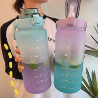 【jw】❄▽✈  2000ML Multicolor Outdoor Bottle with Cup Handle Gym Plastic