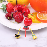 Longjia Tools 6ชิ้น/เซ็ต MINI hats อาหาร Pick KID อาหารผลไม้ส้อม Bento BOX Decor นำมาใช้ใหม่