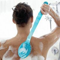 【cw】 2-in-1 Sided Soft Bristles Back Scrubber Handle Spa Shower Massage Brushes