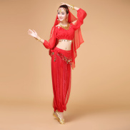Ấn Độ Voan Belly Dance Trang Phục Bellydance Vải Belly Dance Set 4Pcs ML