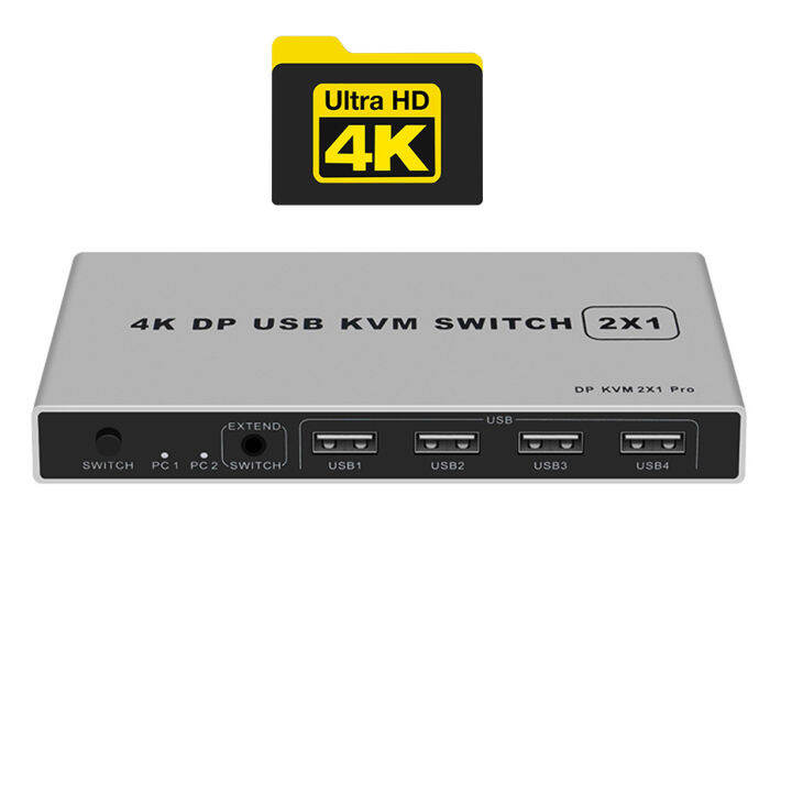 [COD] KVM DisplayPort 4K 144Hz Switch, 2พอร์ต USB KVM 8K DisplayPort 1.