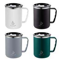 hotx【DT】 Cup Mug With Lid Insulated Wall Tumbler Handle Heat-resistant Drinkware