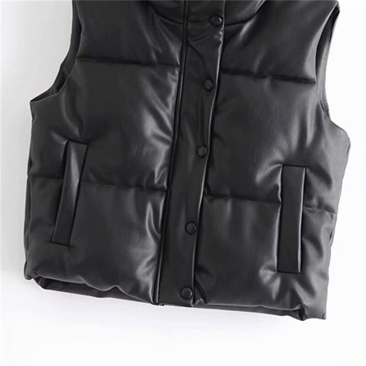 fashion-streetwear-women-puffy-vest-winter-thick-parkas-jacket-black-pu-female-coats-faux-leather-down-waistcoat-loose-lady-vest