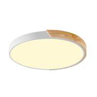 L4Nordic Oak Wood Adjustable Led Ceiling Lamp Warm Light Round Bedroom Lamps