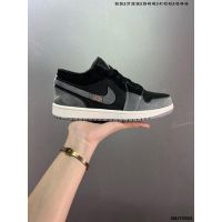 Best Sale Original✅ NK* A J 1 Low "Inside- Out-" Black Gray Leather, Matching Suede Culture Fashion Basketball Shoes Casual Sports Shoes （Free Shipping）