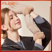 MUBAI หน้าจอสัมผัสหน้าจอ ถุงมือแคชเมียร์ รูปแบบการปัก ตุ๊กตาผ้าหนา ถุงมือขนยาวอบอุ่น สะดวกสบายสบายๆ ถุงมือเต็มนิ้ว กีฬานอกสถานที่