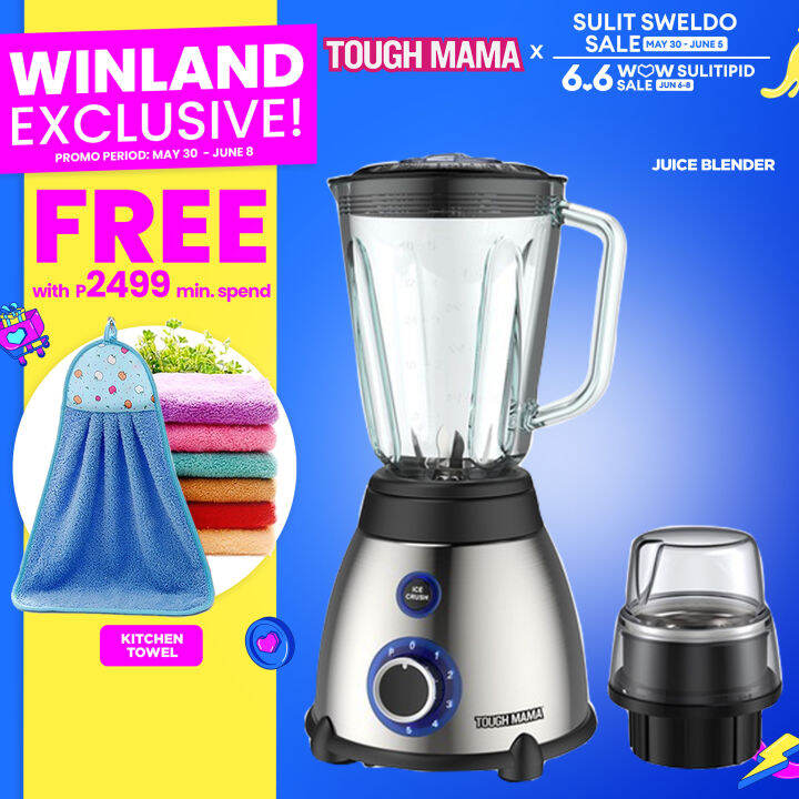 TOUGH MAMA by Winland 1.5L Heavy Duty Glass Blender w/ Ice Crusher
