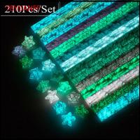 78YUANFF 210pcs/lot เรืองแสง สีลูกกวาด การตกแต่งบ้าน ด้านเดียว งานฝีมือ DIY แถบกระดาษ พับดาว สมุดภาพ Origami