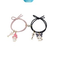 （A VOGUE）☃Ight☽Sanrio สายรัดข้อมือคู่สีดำสวยทำนองเพลงของฉันการ์ตูนน่ารักเชือกผมอะนิเมะสายรัดตกแต่ง