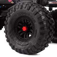 Pelune ฝาปิดตรงกลางขอบรถ RC 4ชิ้นสำหรับ1/10 TRX4 90046 D90 Tamiya สีแดง