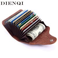 DIENQI Card Holder Wallet For Men Genuine Leather Wallet Mini Hasp Male Short Trifold Wallet Women Small Purse 2021 Vallet Walet