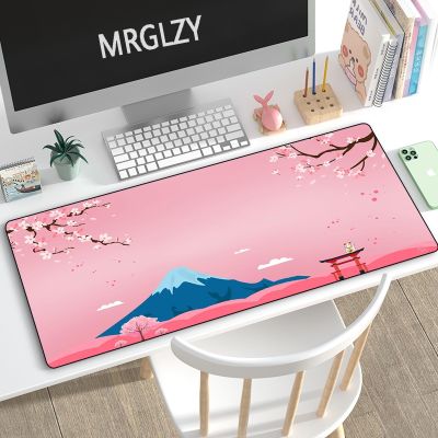 สไตล์ญี่ปุ่น XXL Gaming Mouse Pad สีชมพู Sakura พรมขนาดใหญ่ Mt. Fuji Mouse Pad แผ่นรองโต๊ะ Keyboard Mouse LOL