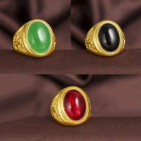 Brass Plated Gold Imitation Agate Open Mens Ring Fashion Dominant Imitation Chalcedony Jewelry Ring YBZY