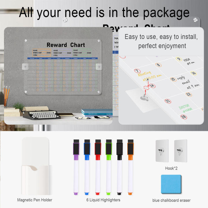 zsheng-แม่เหล็กอะคริลิคกระดานลบแห้งแม่เหล็กใสปฏิทินแขวนปฏิทินรายเดือนสมุดแพลนเนอร์กระดานข้อความกระดานแสดงผลกระดานบันทึก