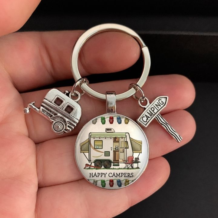 new-cute-camper-wagon-keychain-i-love-camping-keychain-trailer-road-sign-keychain-holiday-travel-souvenir-gift