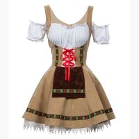 【Love as before】ขนาด S-3XL ผู้หญิงบาวาเรีย Oktoberfest เบียร์แม่บ้านเครื่องแต่งกายเบียร์ Wench Dirndl ชุดฮาโลวีนเยอรมันเบียร์พรรคชุดแฟนซี