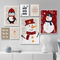 Christmas Snowman Wall Art ภาพวาดผ้าใบการ์ตูนน่ารักโปสเตอร์และพิมพ์ภาพผนังสำหรับเด็กทารก Room Decor Christmas Gift