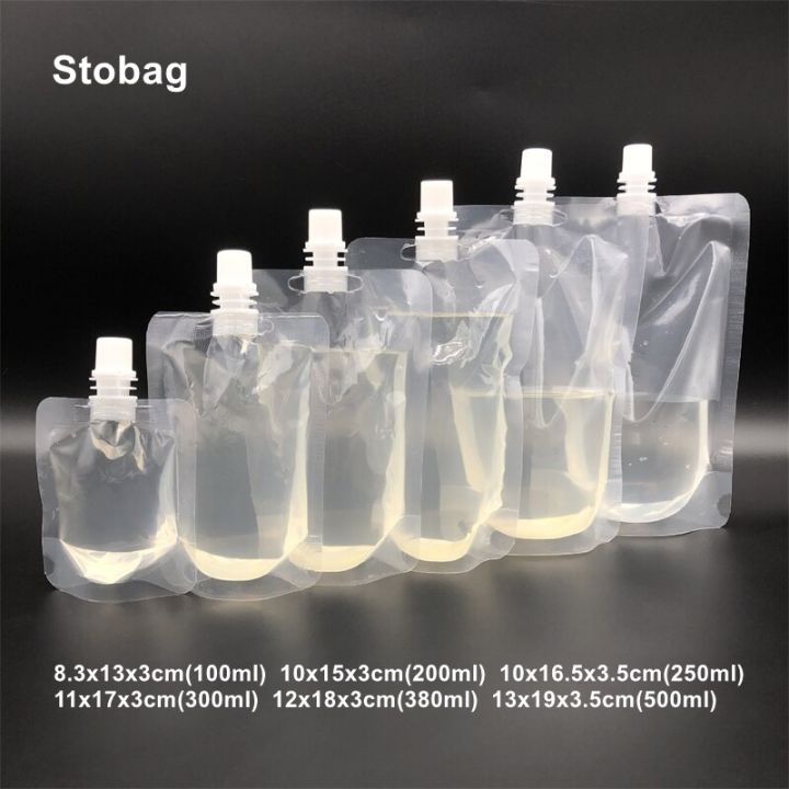 ใหม่2023-stobag-50pcs-liquid-บรรจุภัณฑ์หัวฉีดกระเป๋าเครื่องดื่มน้ำผลไม้โยเกิร์ตนมถั่วเหลืองปิดผนึก-stand-up-เก็บ-reusable-ขายส่ง