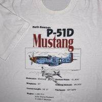 JHPKJVintage Mustang P-51D T-Shirt North American 1993 Graphic Tee 90s Retro Mens 100% Cotton Casual T-shirts Loose Top Size S- 4XL 5XL 6XL