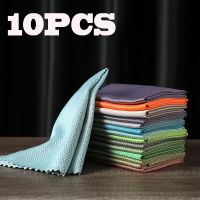 Big 10pcs 30x40cm Luxury Microfiber Glass Polishing Rag Fish Scale Cloth Cleaning Towel for Kitchen Window Car Mirror Household