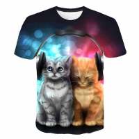 2023 Summer Children 3D Cartoon T-shirt Teen Animal Printing Tees Boys Cat Animals Harajuku T Shirt Girls Tops Tees Kids Clothes