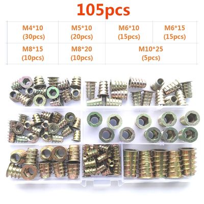 Zinc Alloy Thread For Wood Insert Nut Set M4 M5 M6 M8 M10 Flanged Hex Drive Head Furniture Nuts Furniture Thread Embedded Insert