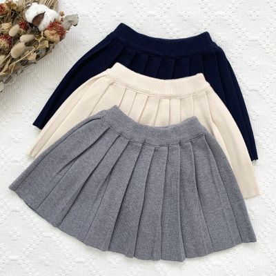 【CC】 New Baby Knitted Skirts Korean Color Toddlers Kids Pleated A