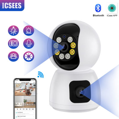 Icsee สมาร์ทในร่ม Wifi กล้องจอภาพเด็กไร้สายเลนส์คู่กล้อง IP Full HD 2K Monitor Night Vision Home Security
