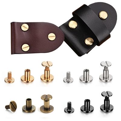 10Pcs Flat Cap Solid Brass Binding Chicago Screws Nail Stud Rivets For Photo Album Leather Craft Belt Wallet Fasteners Cap