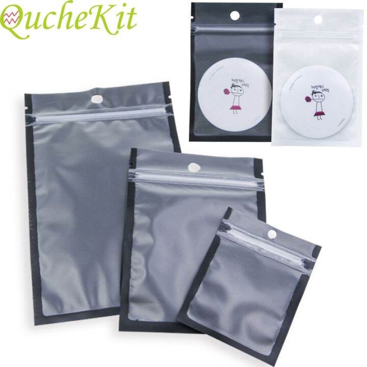 Black Zip Lock Plastic Storage Packaging Bags With Clear Window