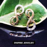 INSPIRE JEWELRY ต่างหูอินฟินีตีที่มีรูปร่างคล้ายเลข 8 สำหรับชาวจีนถือว่าเป็นเลขมงคล ทำมาค้าขายร่ำรวย หรือมั่งมีอีกด้วย ต่างหูเกรดพรีเมี่ยม ตบแต่งด้วยเพชรสวิส งานจิวเวลลี่  ขนาดสูง 1.5cm พร้อมกล่องกำมะหยี่