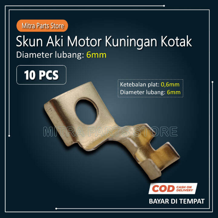 Skun Aki Motor Kuningan Kotak 6mm Universal 10 PCS | Lazada Indonesia