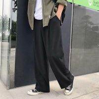 COD SDFERTREWWE 【High Quality】M-2XL Japanese-Style Wide-Leg Slacks Mens Straight-Cut Loose-Fit Korean Fashion Casual Pants for men