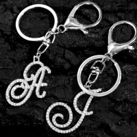 New Silver Color Stainless Steel Creative Letter Keychains Bling Crystal Alphabet Ball Car Bag Tassels Pendent Crystal Keyring