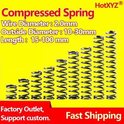 HotXYZ Cylidrical Coil Compression Spring Rotor Return Compressed Spring Release Pressure Spring Steel 65Mn Wire Diameter 2.0mm Electrical Connectors